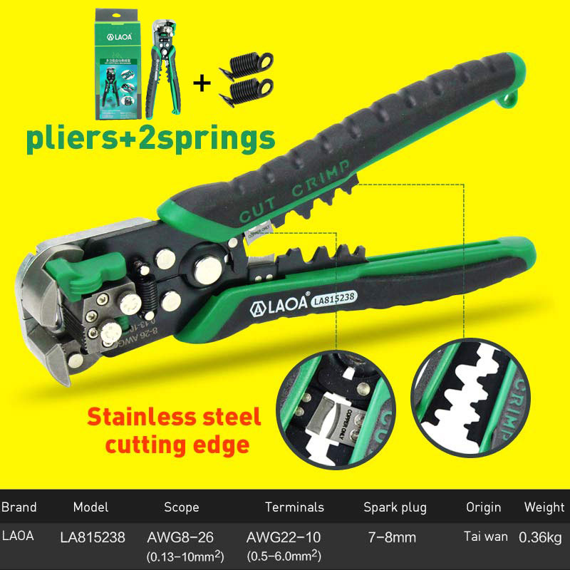 Multifunctional adjustable crimping stripping pliers