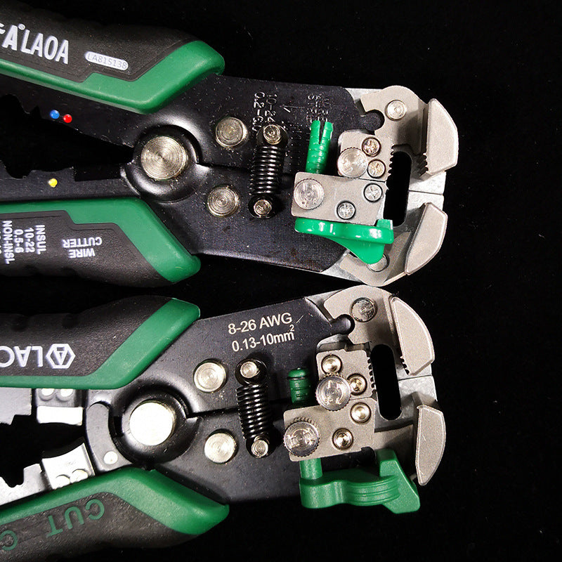 Multifunctional adjustable crimping stripping pliers