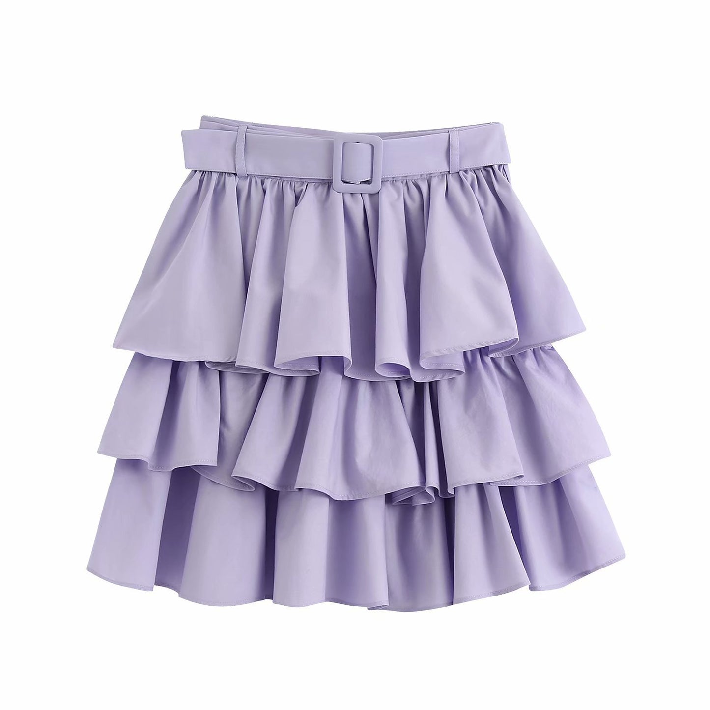 Layered mini skirt with belt