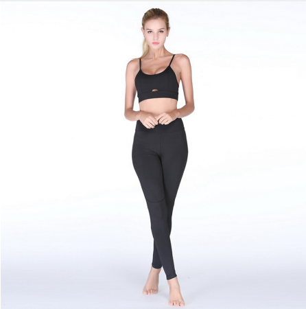 Yoga Set New  Solid Crop Top Long Pant Athleisure Women Suit Gym Sports BraLegging Two Piece Set Sportswear