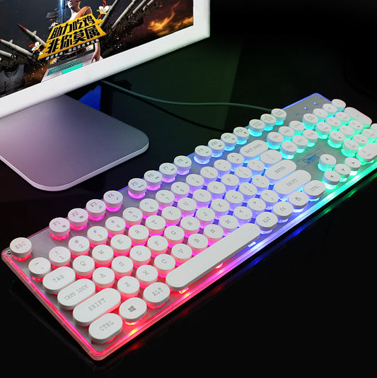 Colorful Crystal Luminous Wired Keyboard Mouse Set