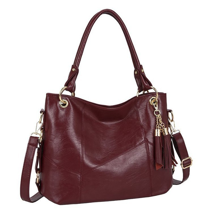 Leather tassel soft leather shoulder bag