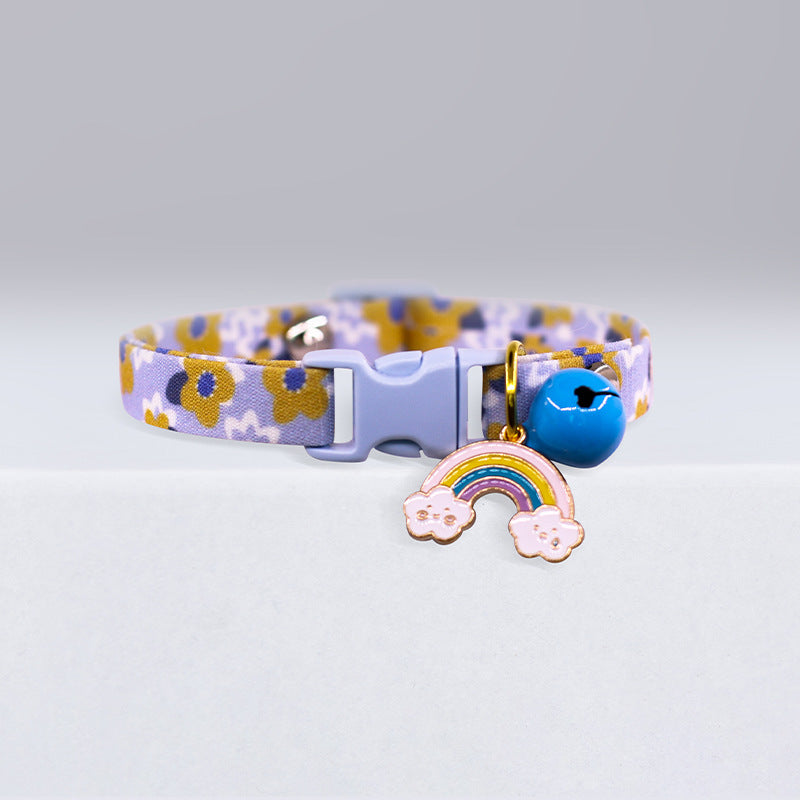 Simple And Cute Cat Rainbow Silent Bell Collar