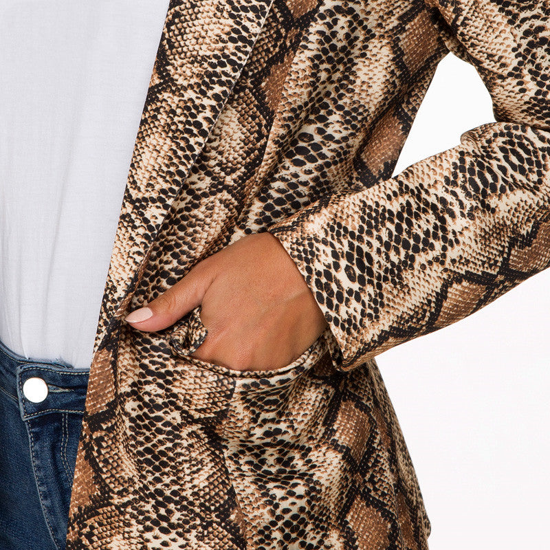 Women Blazer Basic Jacket Snake Skin Print Jackets T