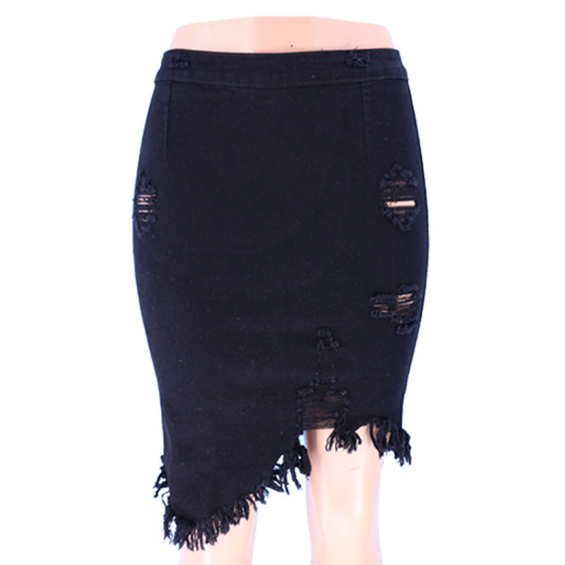 Ripped Bag Hip Skirt Women Denim