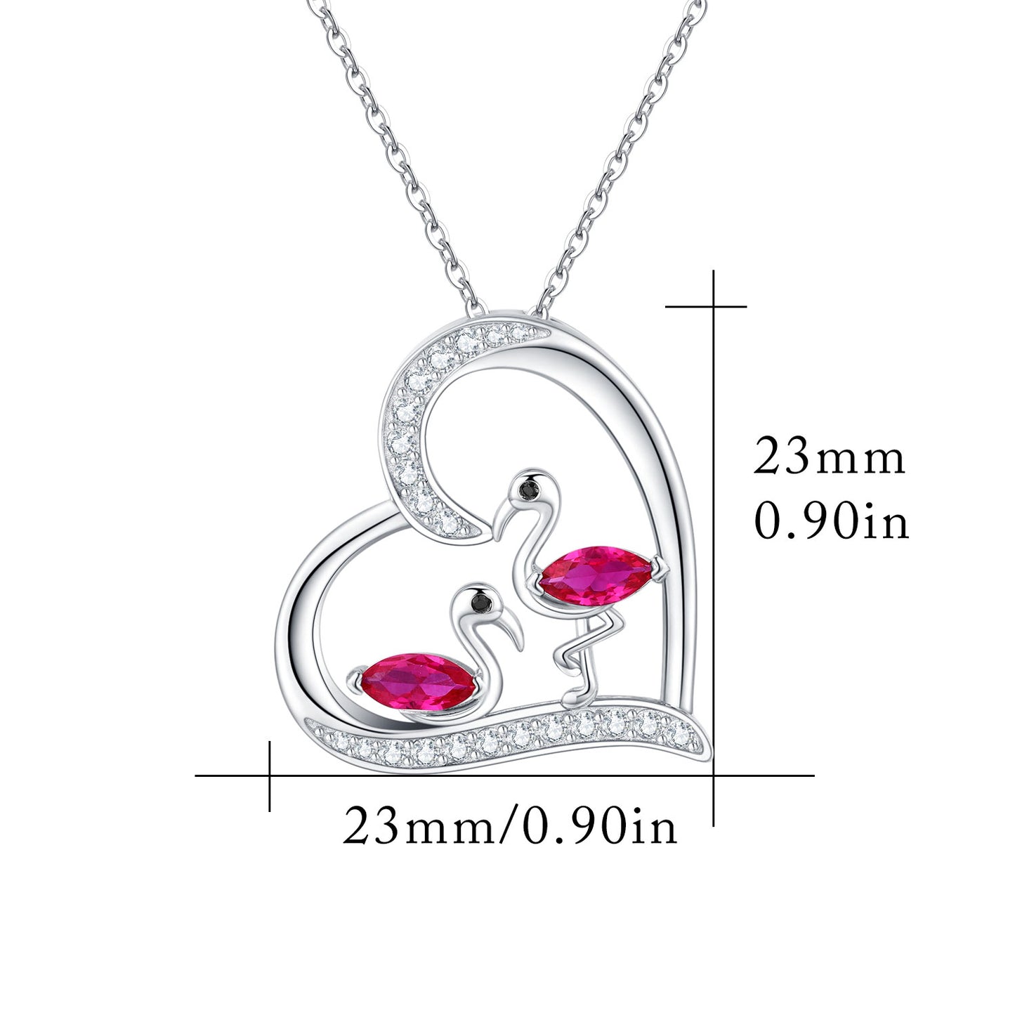 Sterling Silver Animal Heart Pendant Flamingo Bird Pendant Necklace