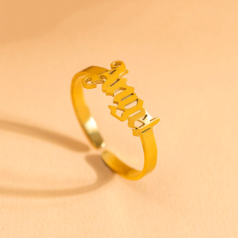 Gold Letter Angel Adjustable Rings For Women