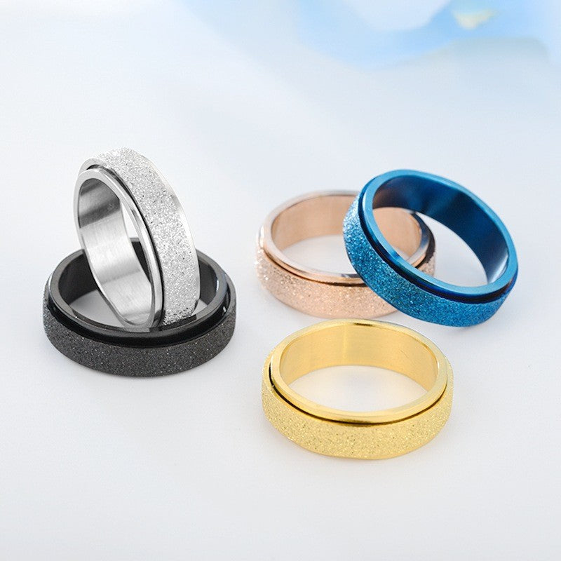 Turnable Anxiety Rings Rainbow Silver Color Relieve Stress Rings For Women Men